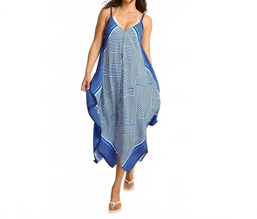 NEW TOMMY BAHAMA stripe scarf dress cover up in indigo tide